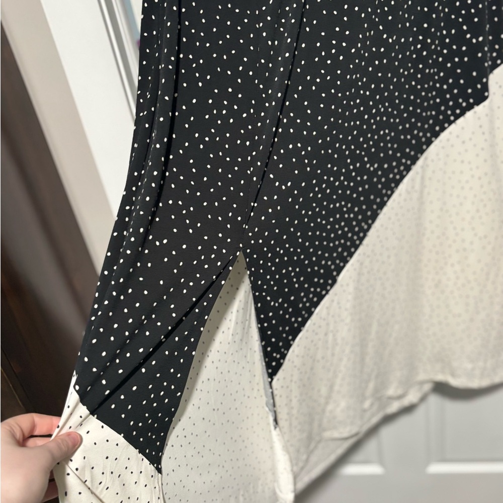 Torrid Black and Cream Asymmetrical Polka Dot Dress - Picture 2 of 5